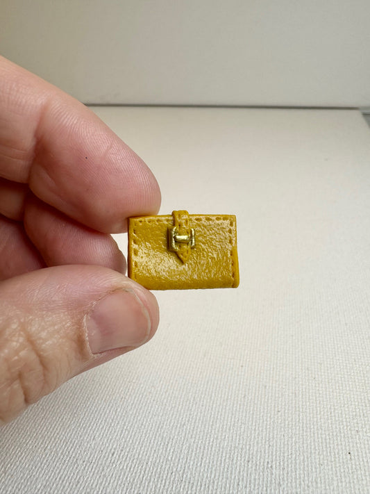 1:12th scale handbag, iconic brand orange, made from Leather effect FIMO